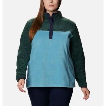 Columbia Benton Springs Half Snap Plus Size, Pullover Azules Para Mujer | 584301-ZGH